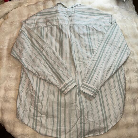 Lands End Striped Button Up Casual Top 100% Cotton - Picture 3 of 3